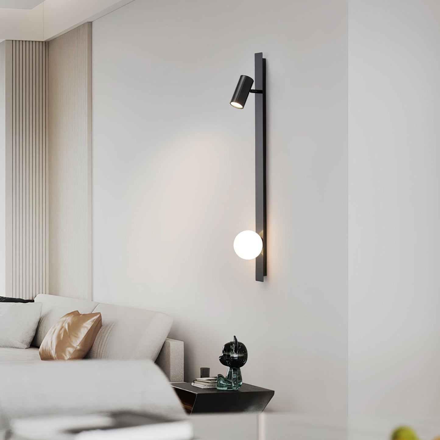 Long Arm Wall Light | Brass & Glass | White