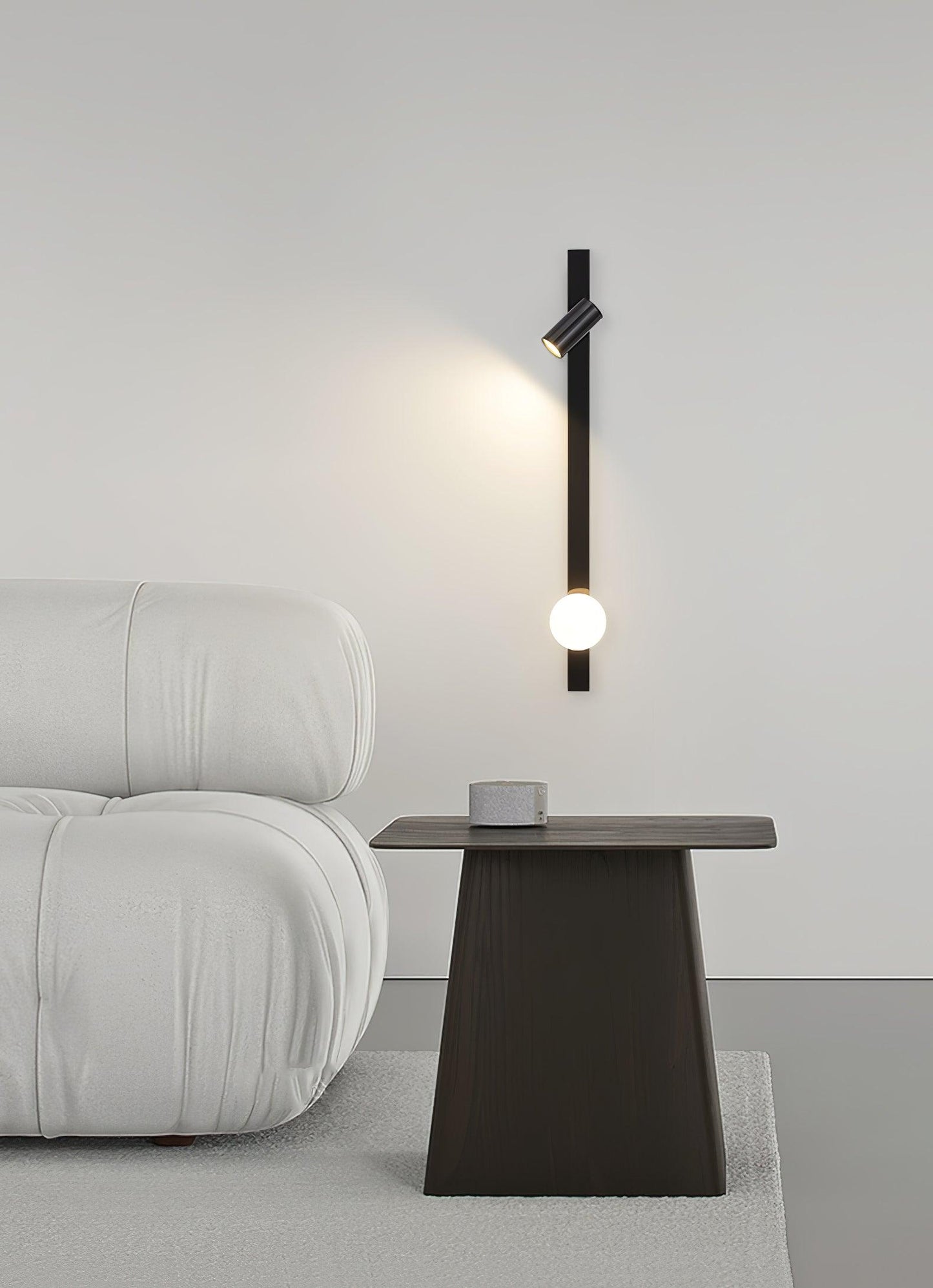 Long Arm Wall Light | Brass & Glass | White