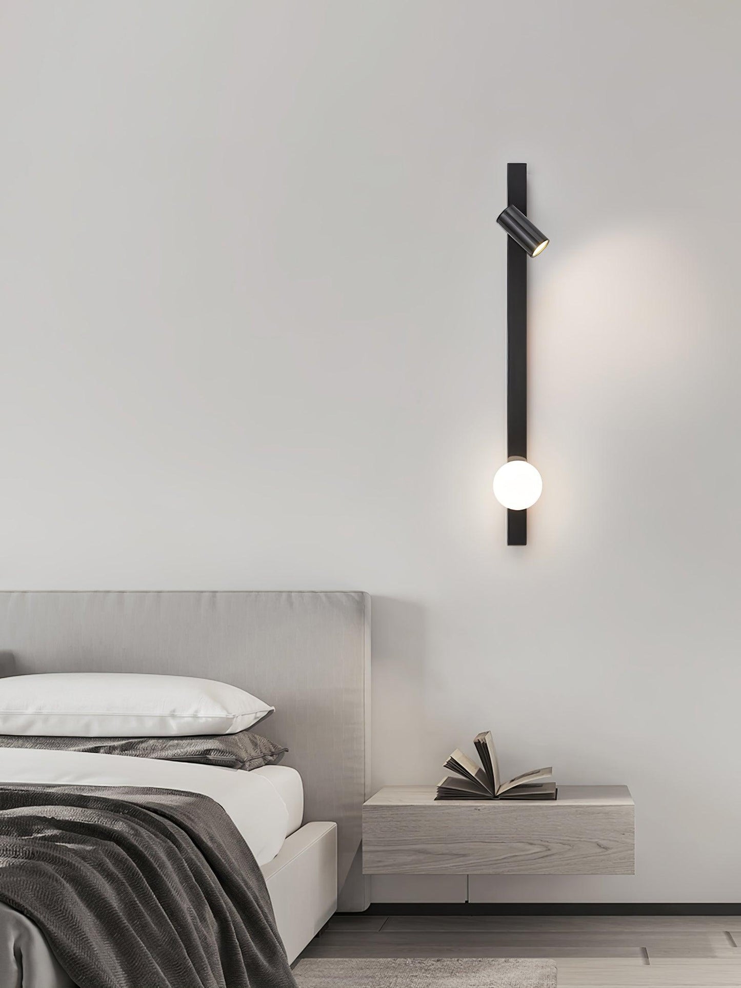 Long Arm Wall Light | Brass & Glass | White