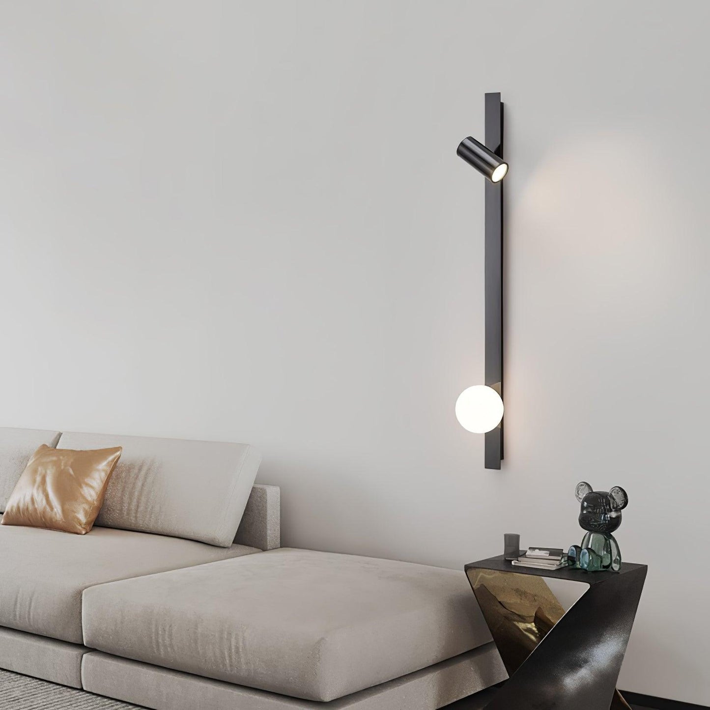 Long Arm Wall Light | Brass & Glass | White