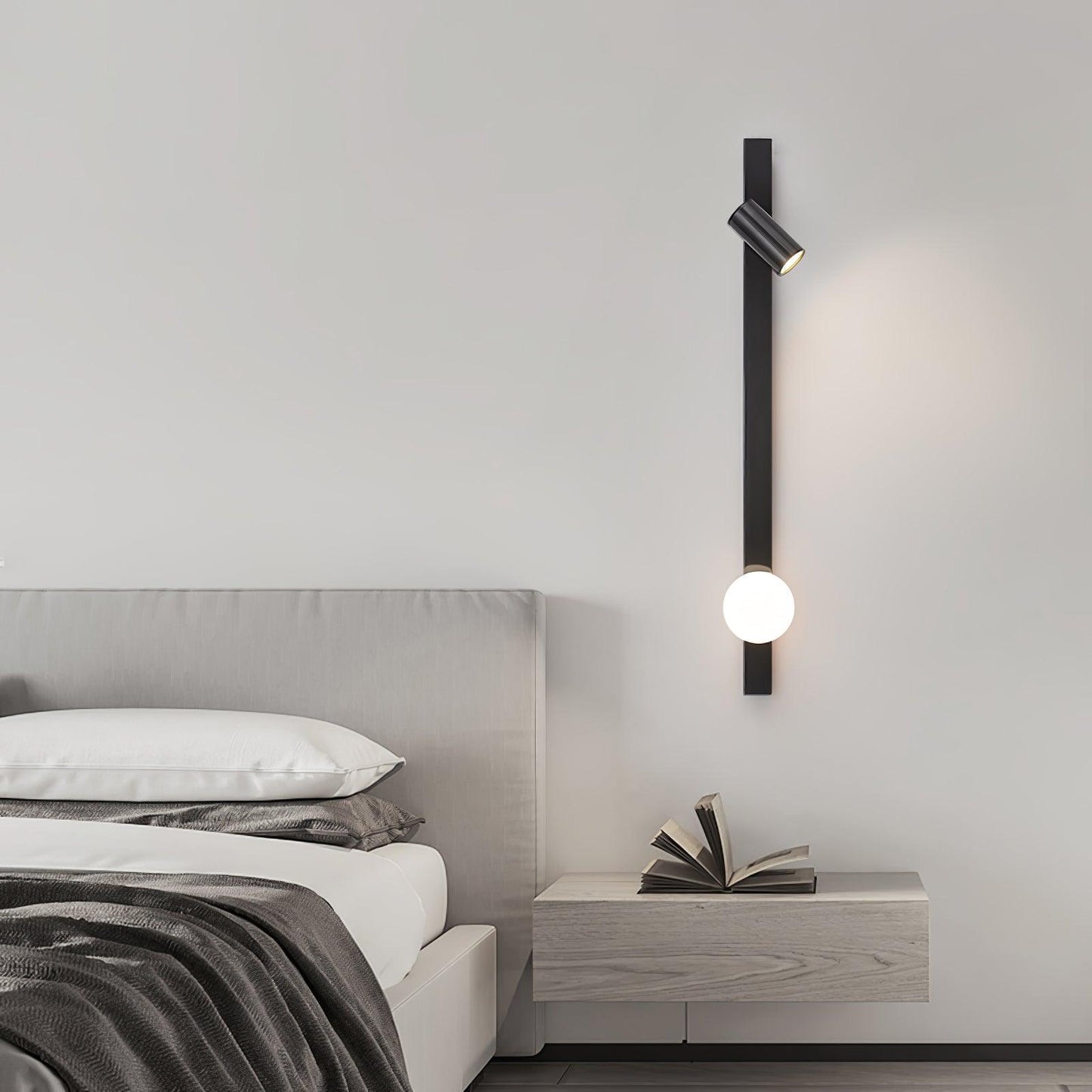 Long Arm Wall Light | Brass & Glass | White