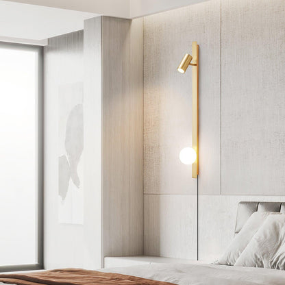 Long Arm Wall Light | Brass & Glass | White