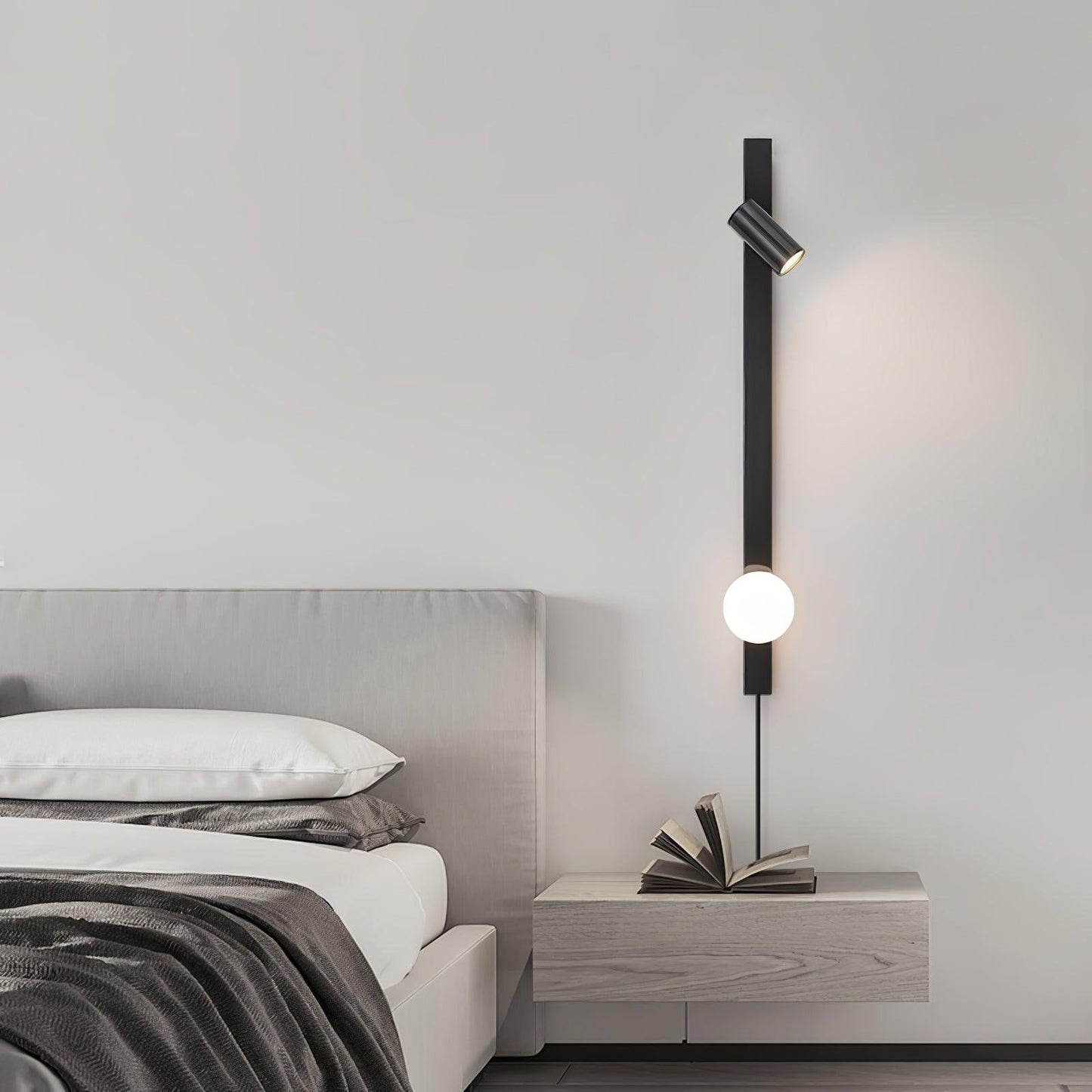 Long Arm Wall Light | Brass & Glass | White