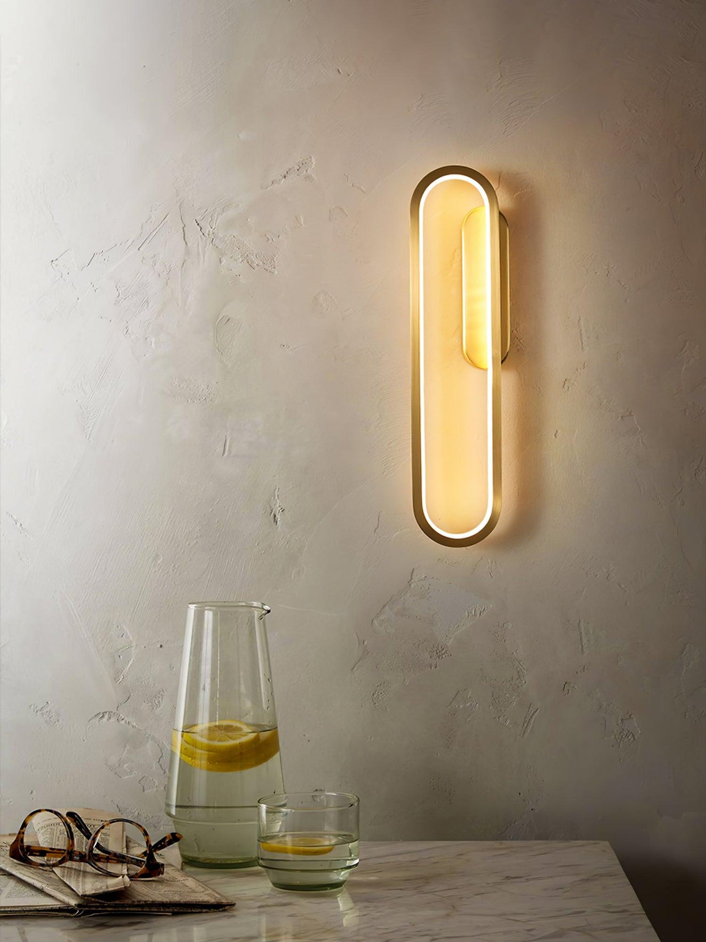 Long Ova Wall Lamp | Brass & Silicone | White
