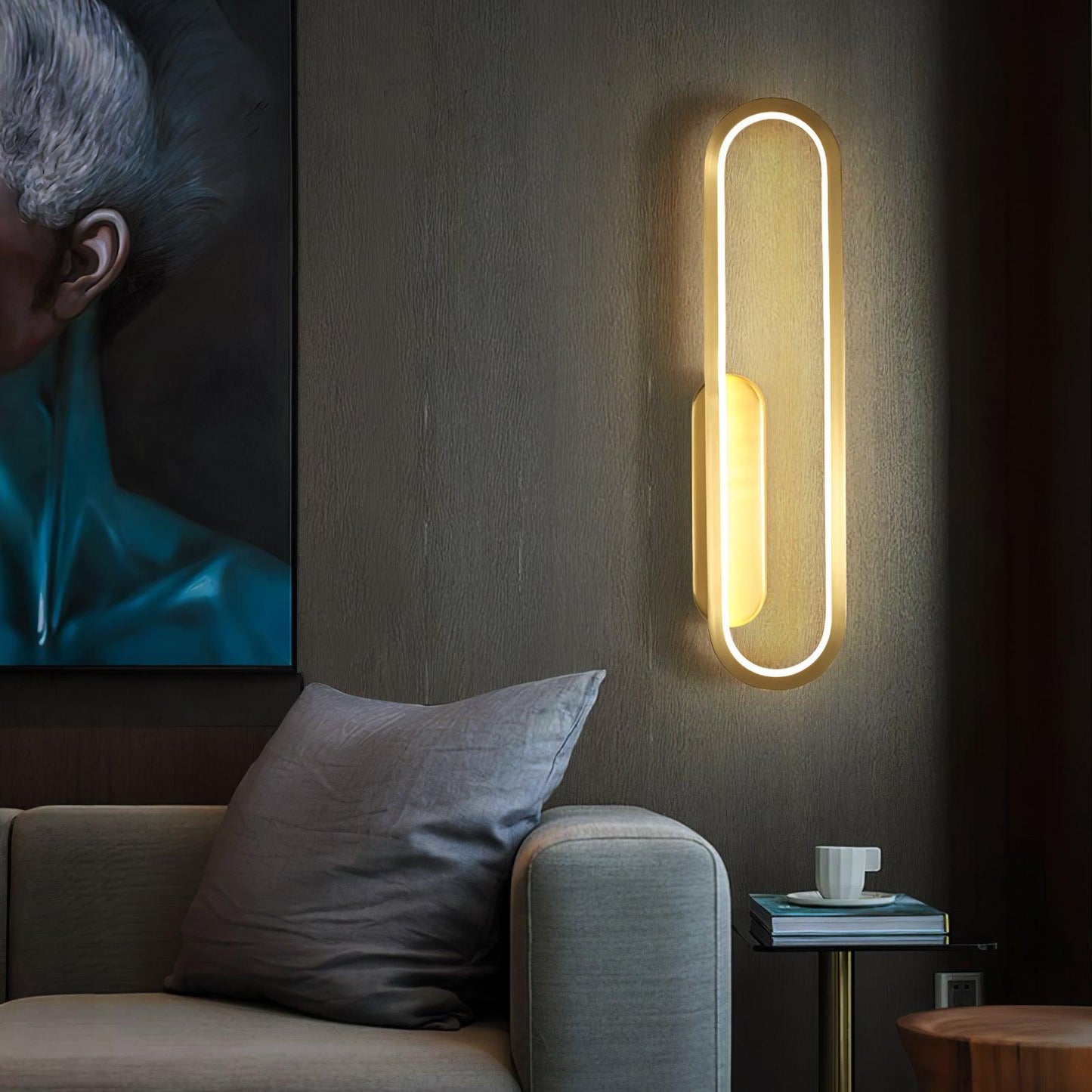Long Ova Wall Lamp | Brass & Silicone | White