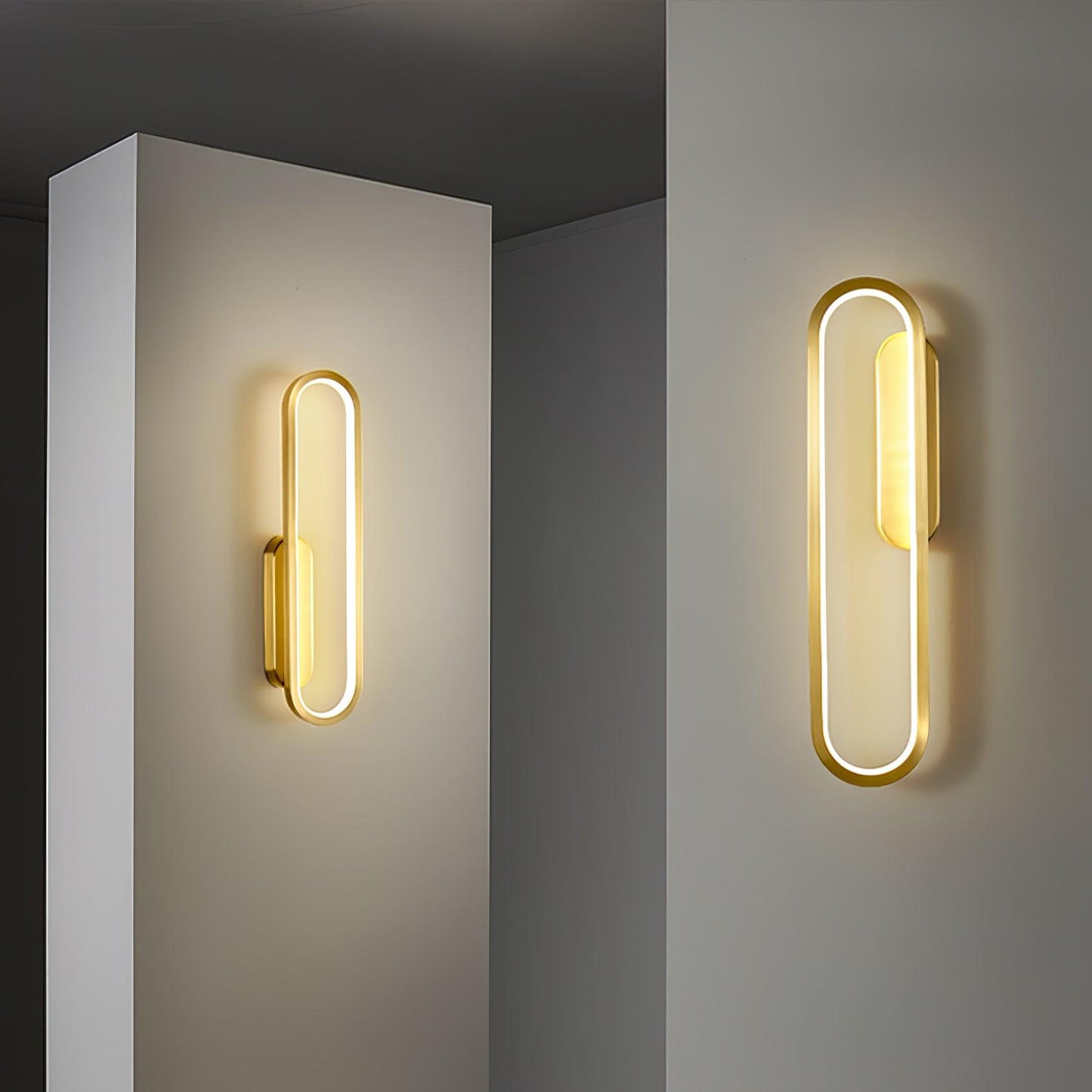 Long Ova Wall Lamp | Brass & Silicone | White