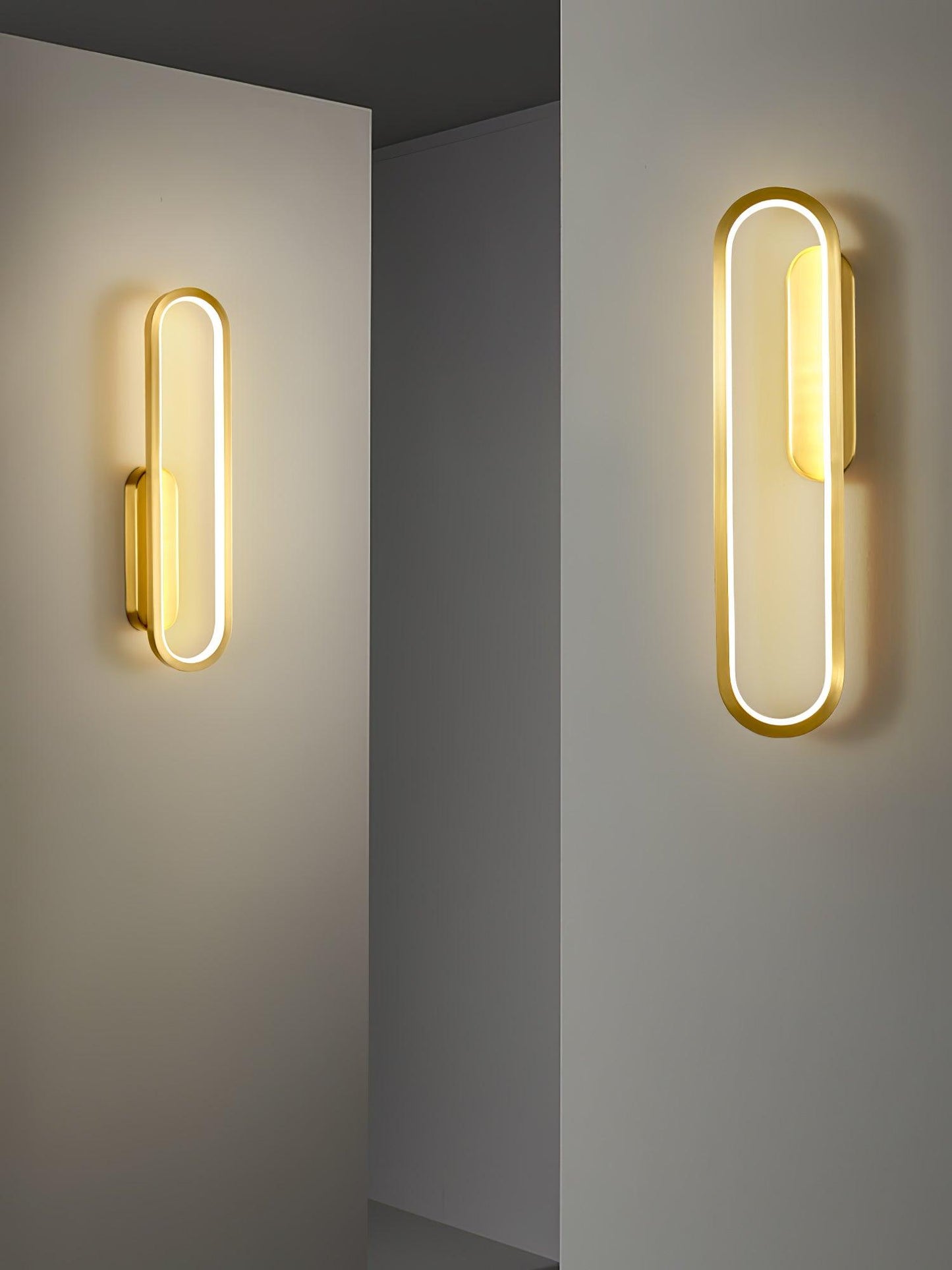 Long Ova Wall Lamp | Brass & Silicone | White