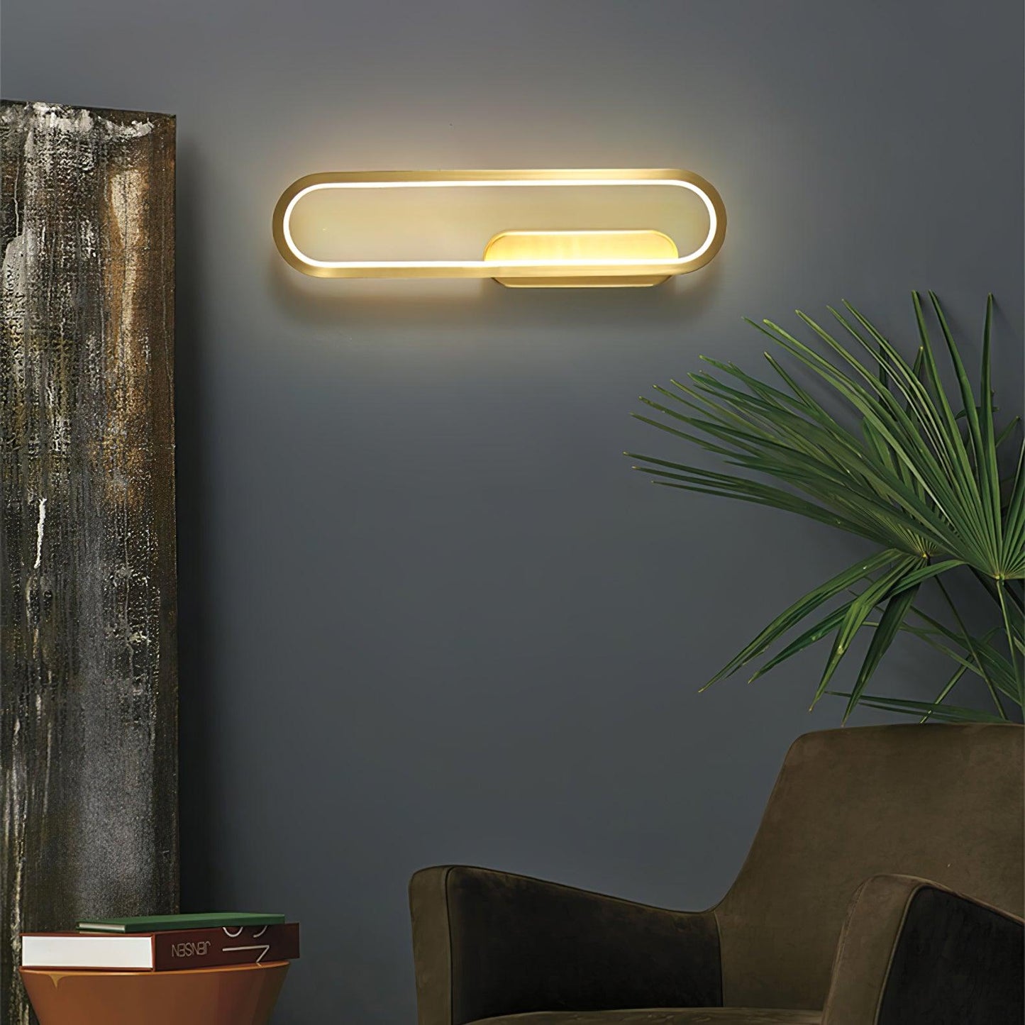 Long Ova Wall Lamp | Brass & Silicone | White