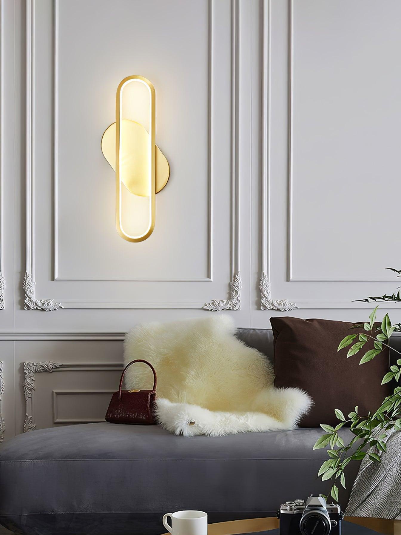 Long Ova Wall Lamp | Brass & Silicone | White