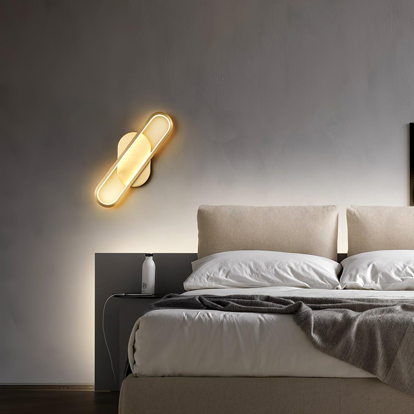 Long Ova Wall Lamp | Brass & Silicone | White