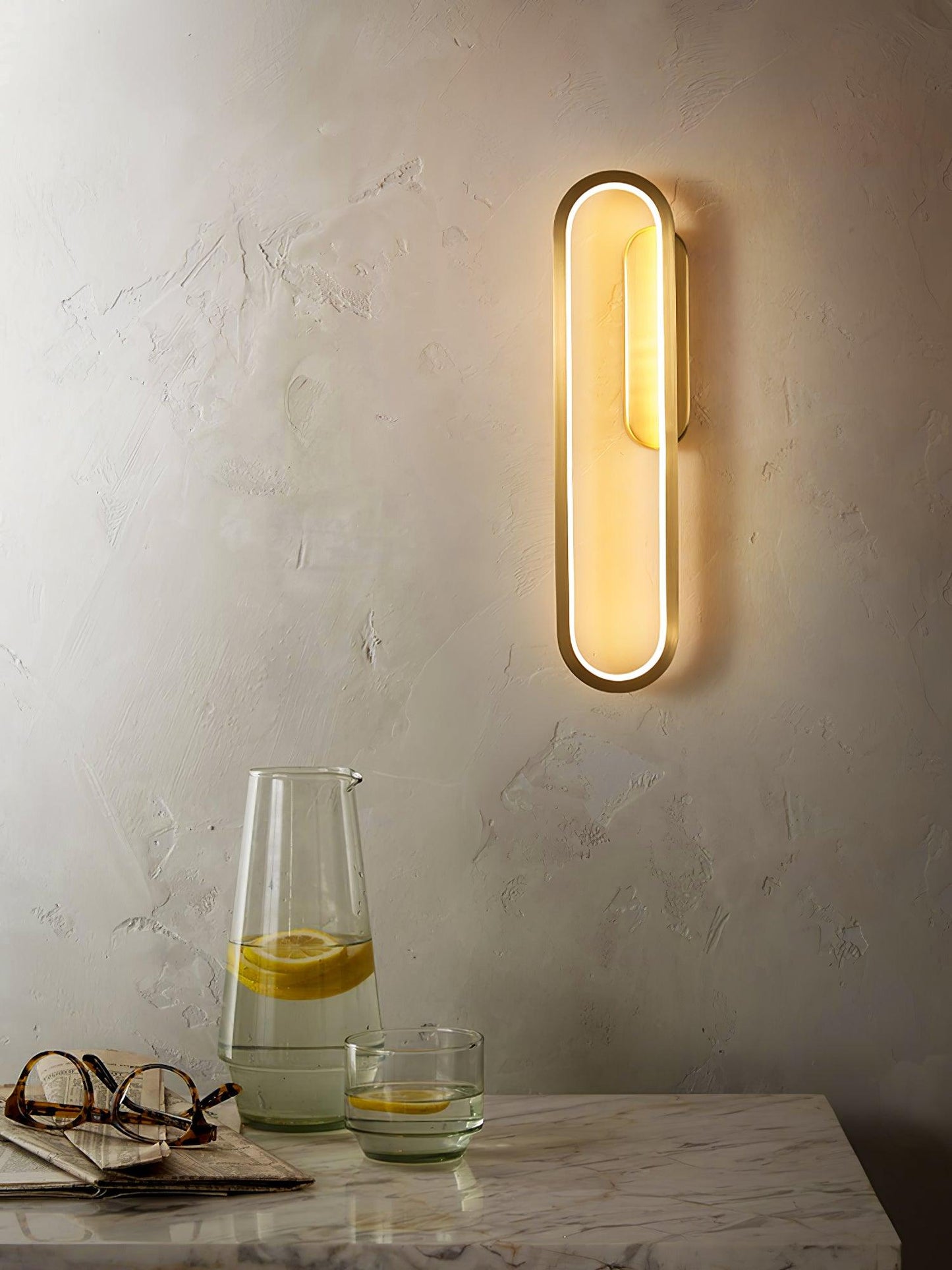 Long Ova Wall Lamp | Brass & Silicone | White