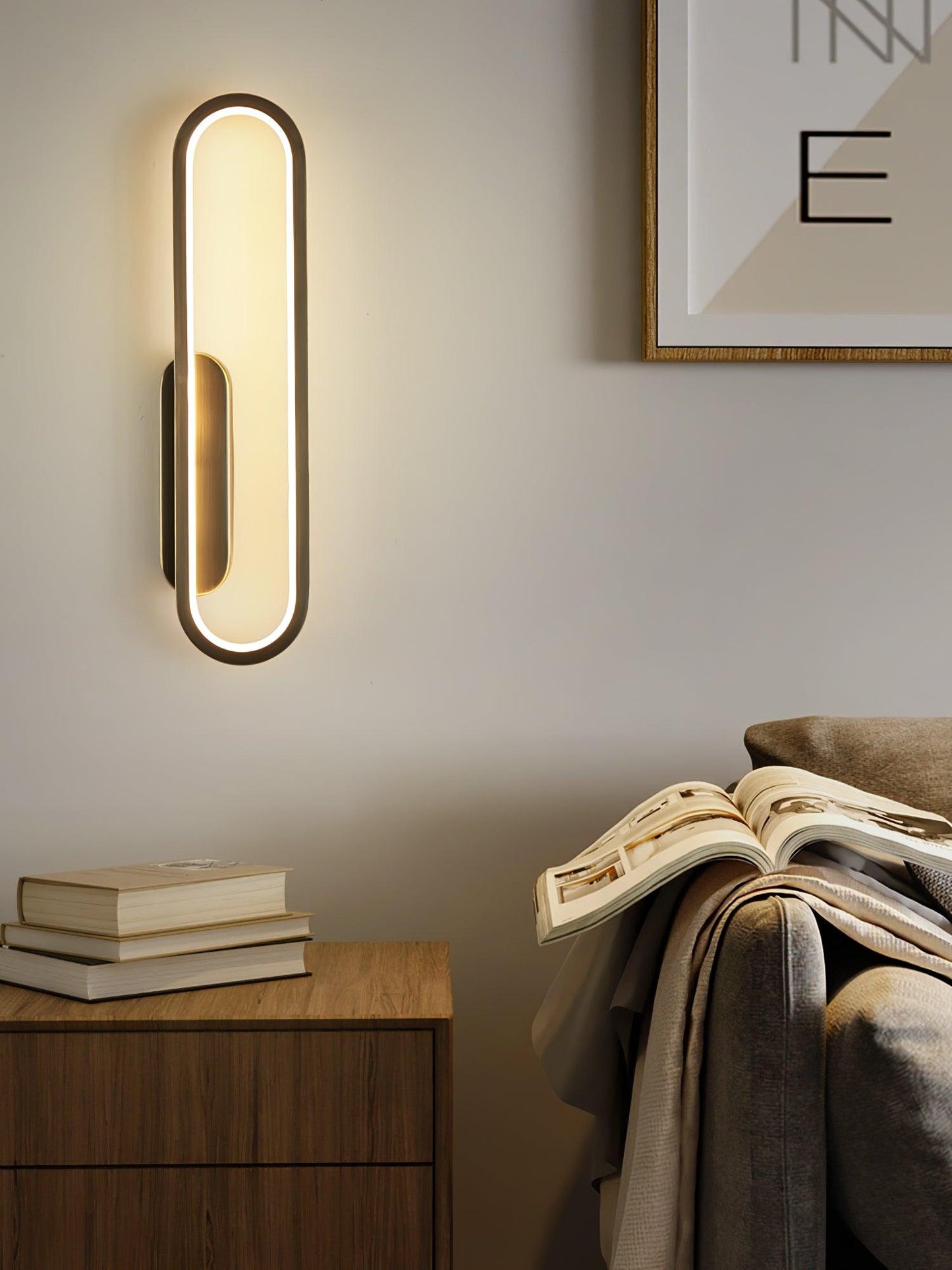 Long Ova Wall Lamp | Brass & Silicone | White