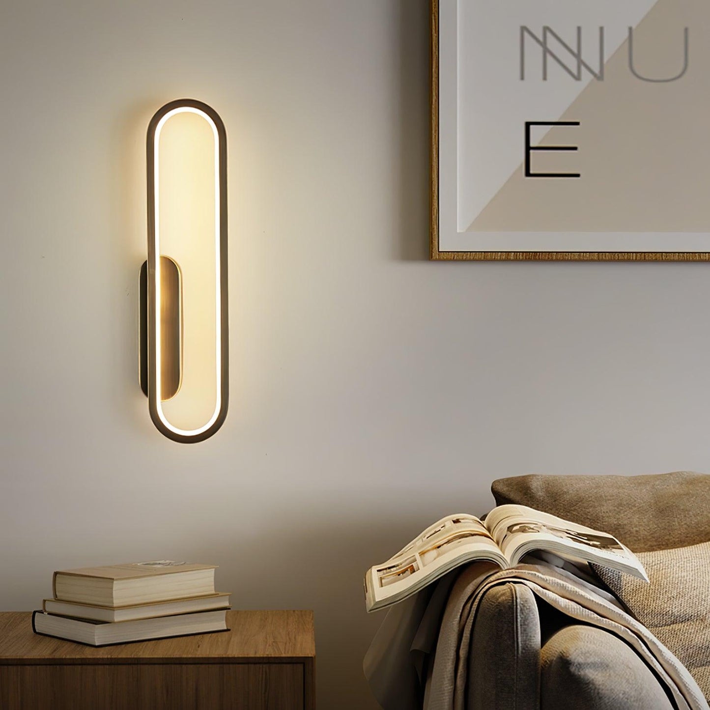 Long Ova Wall Lamp | Brass & Silicone | White