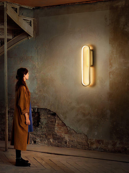 Long Ova Wall Lamp | Brass & Silicone | White