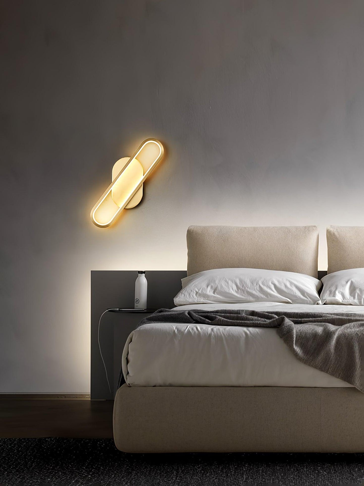 Long Ova Wall Lamp | Brass & Silicone | White