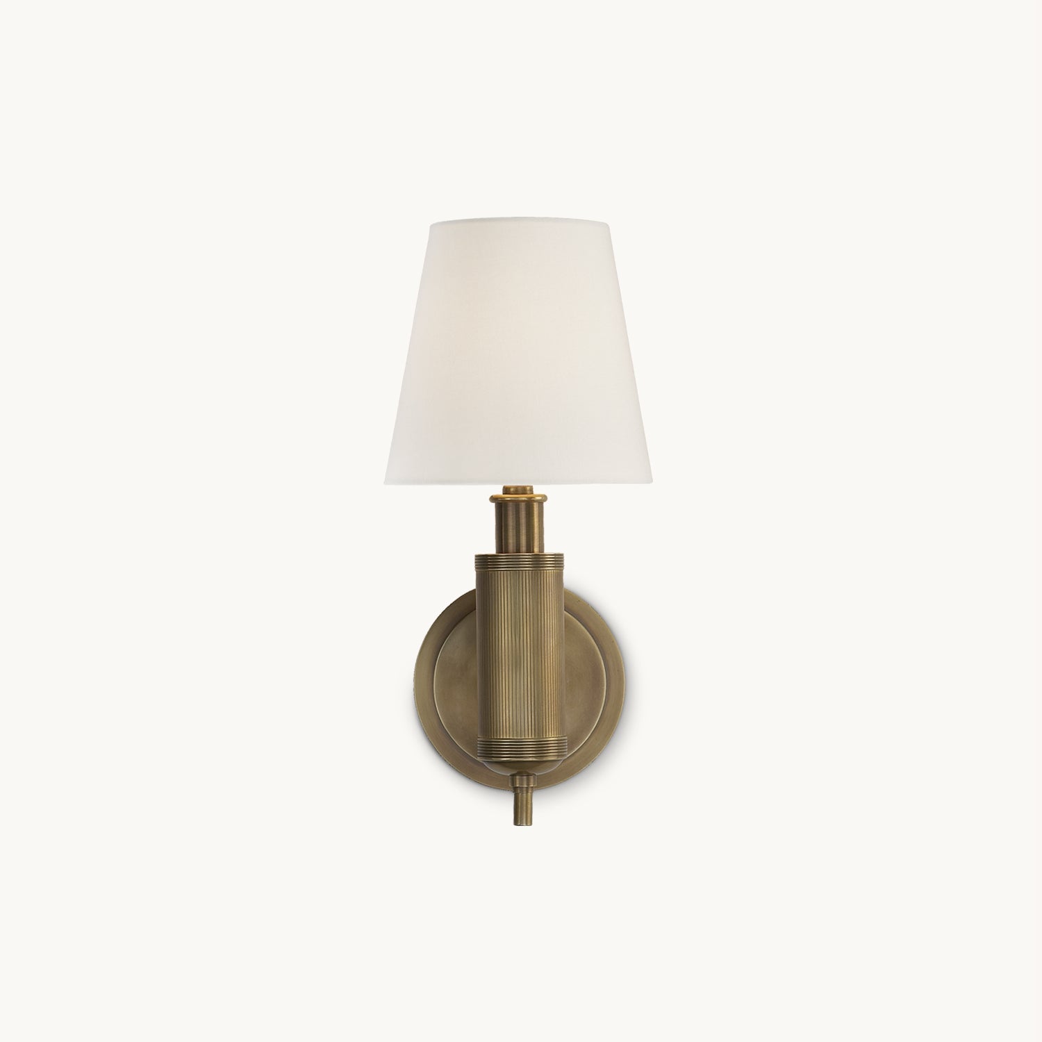 Longacre Wall Light | Brushed Brass & Fabric | Antique Brass, Black, Polished Nickel