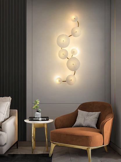 Lotus Petal Wall Lamp | Ceramic & Metal | Gold & White