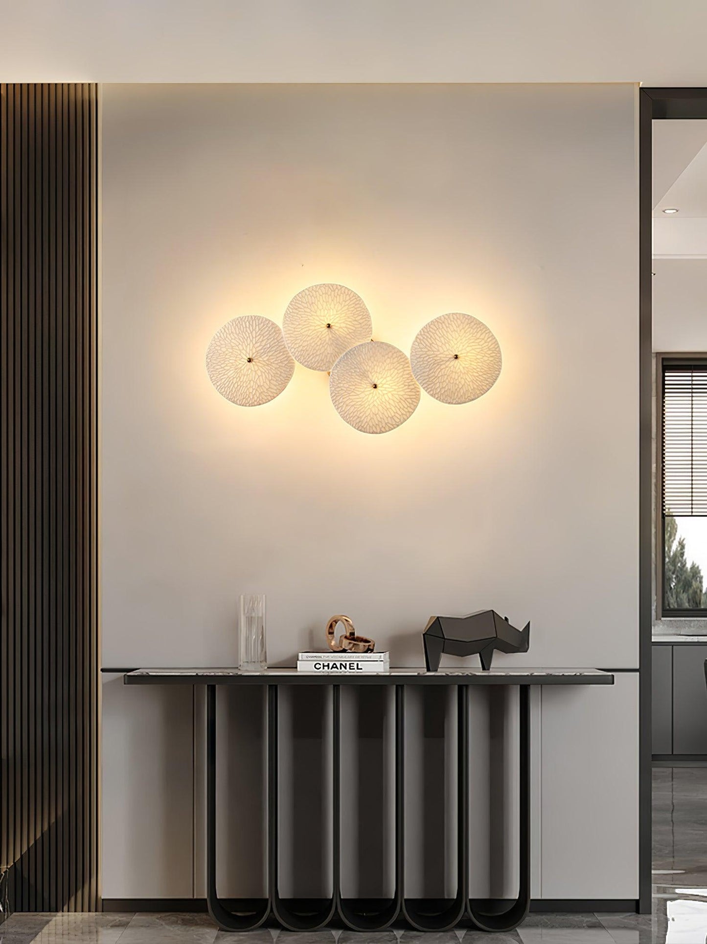Lotus Petal Wall Lamp | Ceramic & Metal | Gold & White