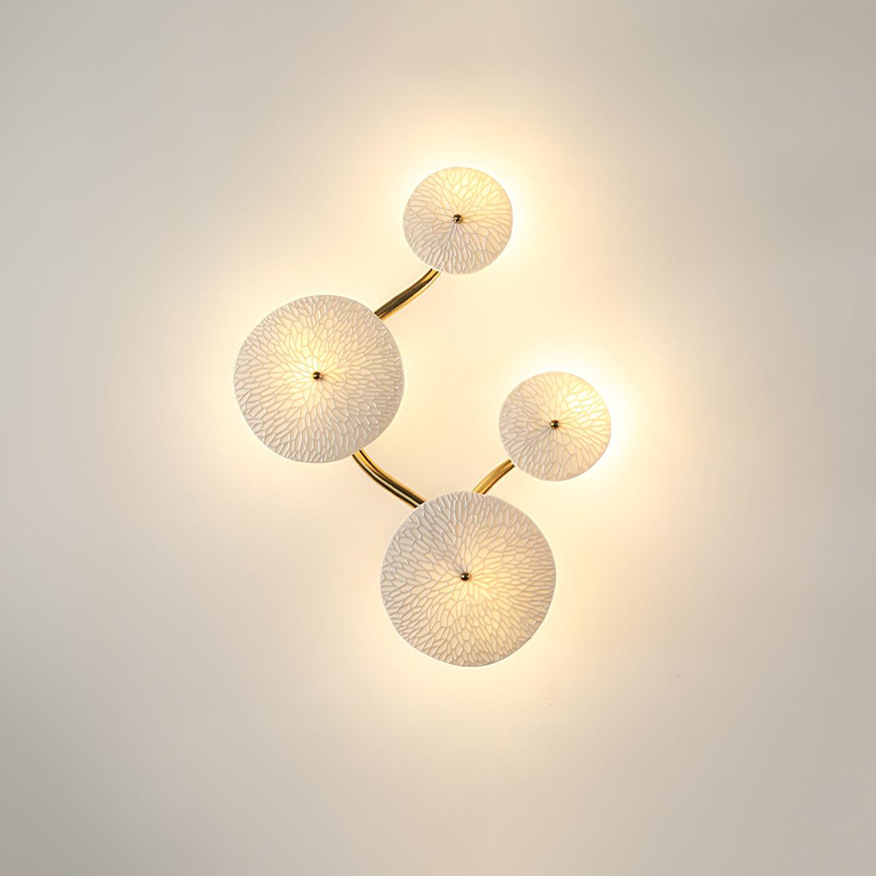 Lotus Petal Wall Lamp | Ceramic & Metal | Gold & White