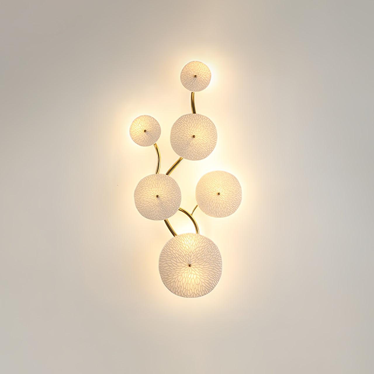 Lotus Petal Wall Lamp | Ceramic & Metal | Gold & White