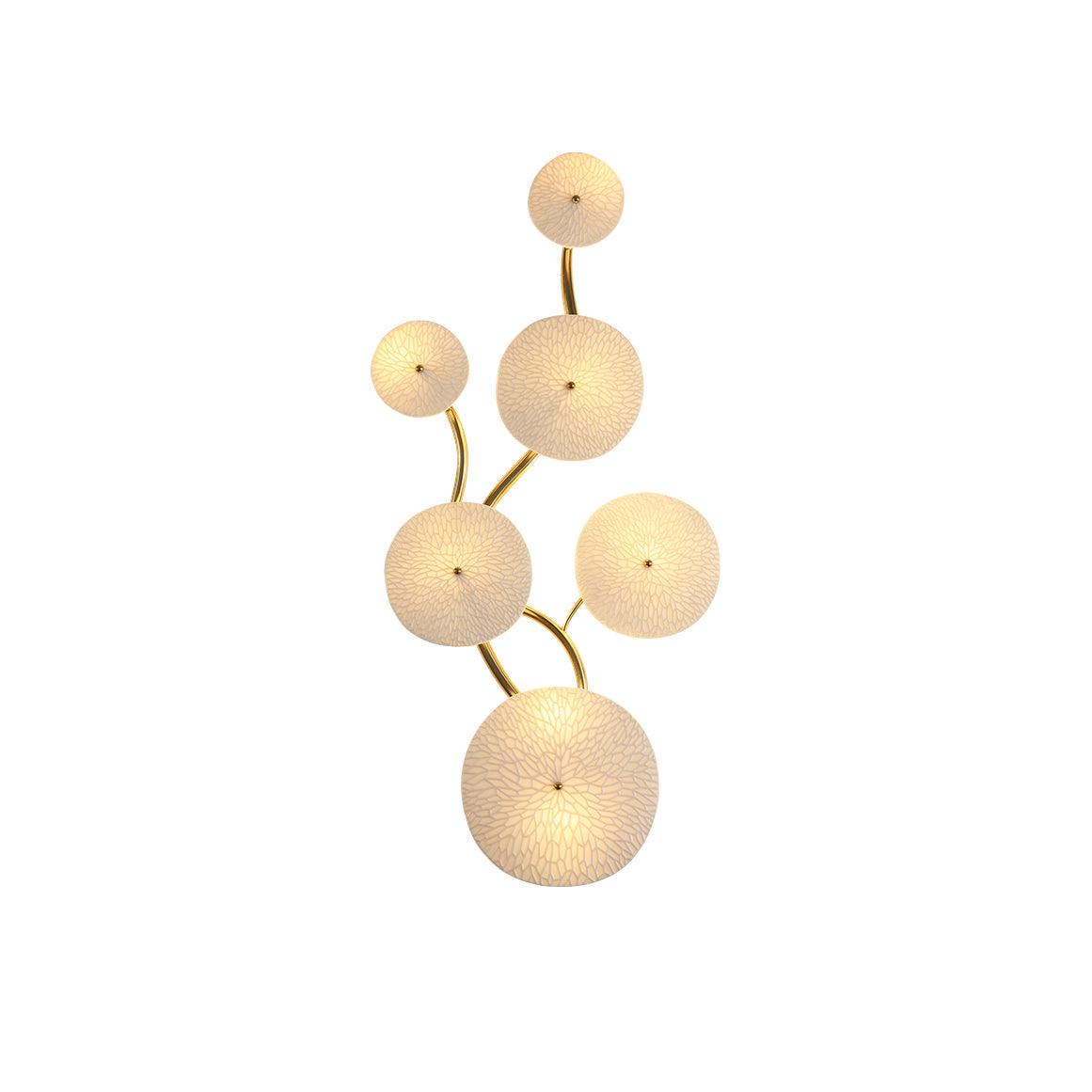 Lotus Petal Wall Lamp | Ceramic & Metal | Gold & White