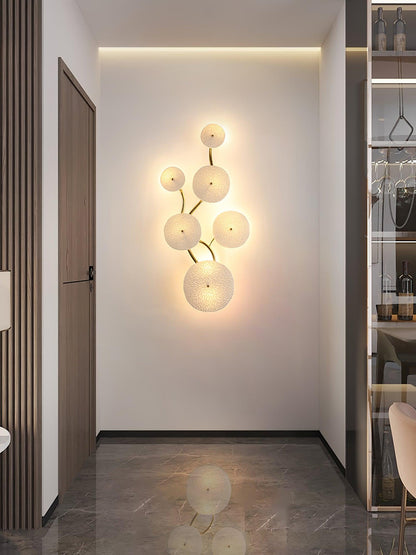 Lotus Petal Wall Lamp | Ceramic & Metal | Gold & White