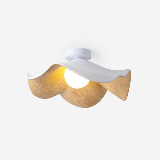 Lotus Leaf Ceiling Lamp | Metal & Resin | White Wood Finish