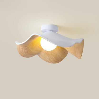 Lotus Leaf Ceiling Lamp | Metal & Resin | White Wood Finish