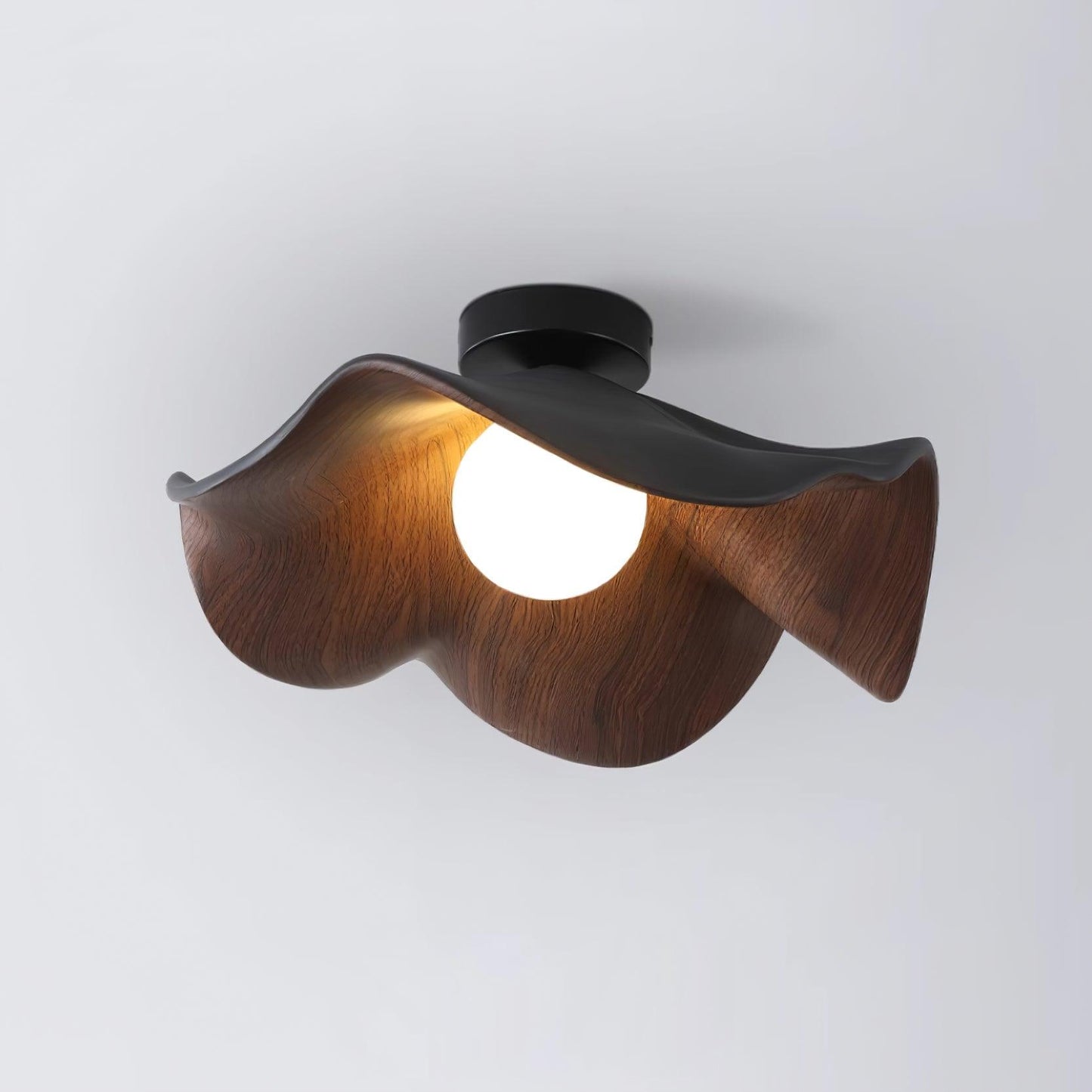 Lotus Leaf Ceiling Lamp | Metal & Resin | White Wood Finish