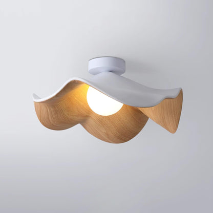 Lotus Leaf Ceiling Lamp | Metal & Resin | White Wood Finish