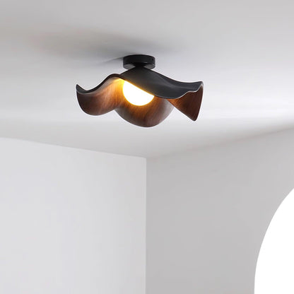 Lotus Leaf Ceiling Lamp | Metal & Resin | White Wood Finish