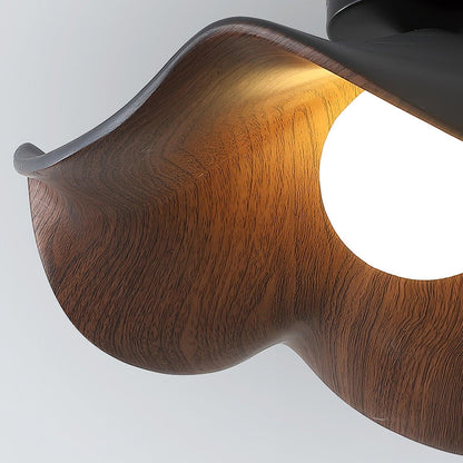 Lotus Leaf Ceiling Lamp | Metal & Resin | White Wood Finish