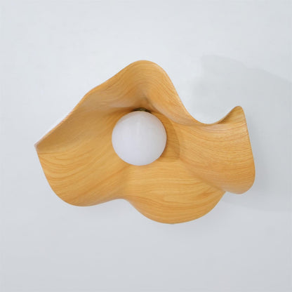 Lotus Leaf Ceiling Lamp | Metal & Resin | White Wood Finish