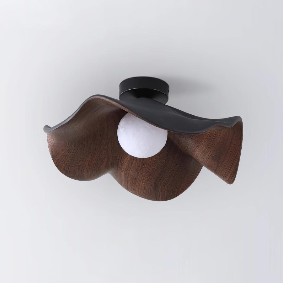 Lotus Leaf Ceiling Lamp | Metal & Resin | White Wood Finish