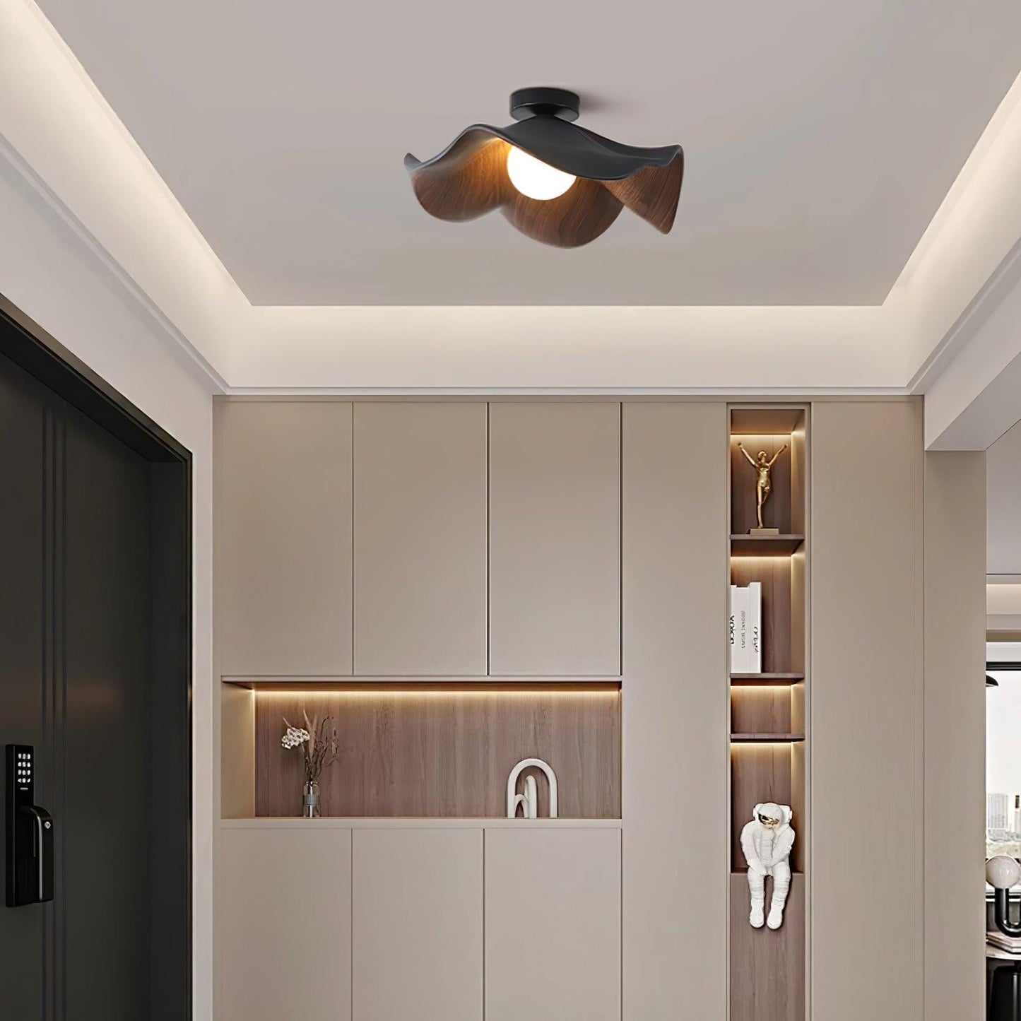 Lotus Leaf Ceiling Lamp | Metal & Resin | White Wood Finish