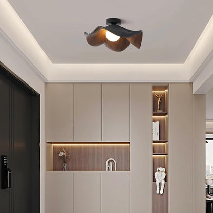 Lotus Leaf Ceiling Lamp | Metal & Resin | White Wood Finish