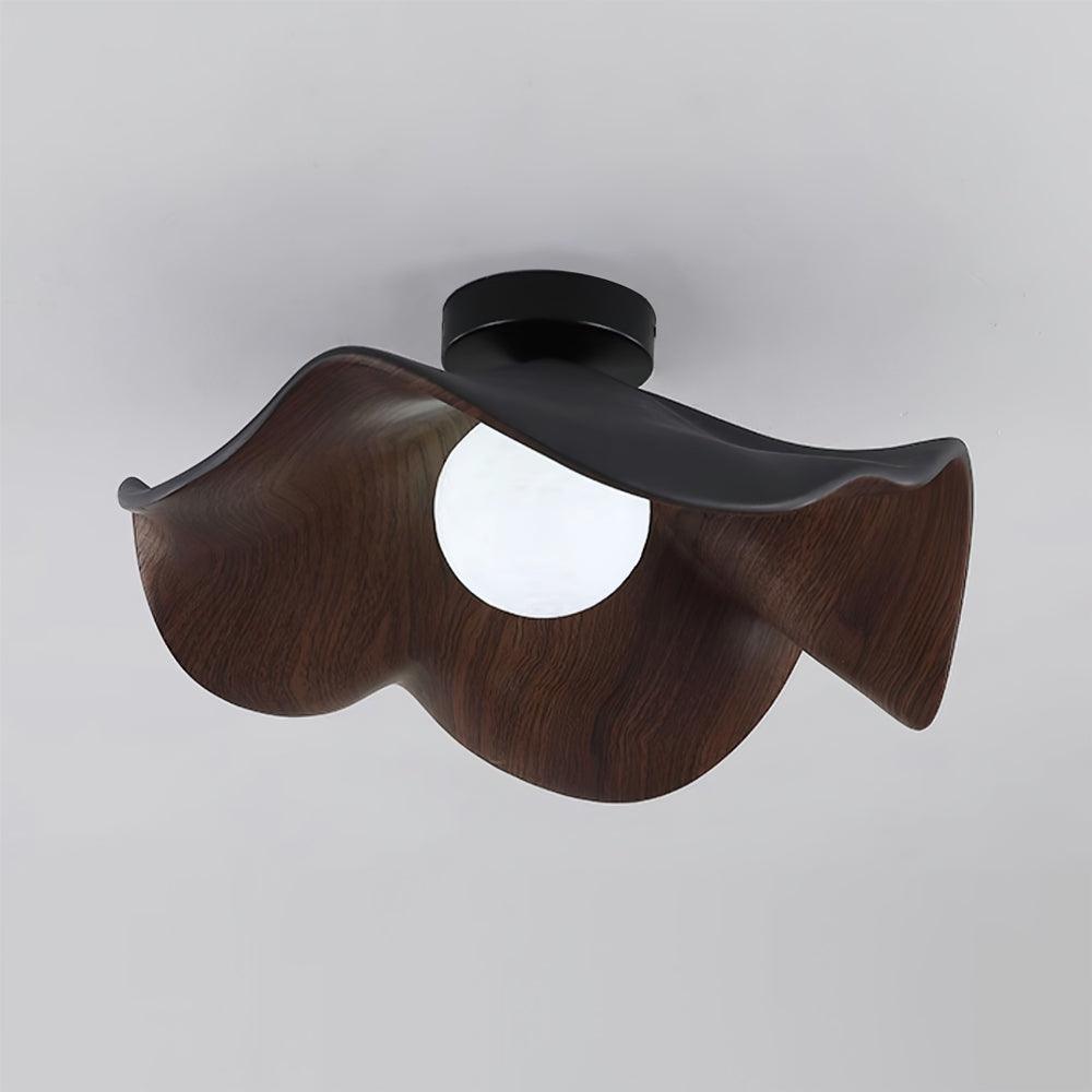 Lotus Leaf Ceiling Lamp | Metal & Resin | White Wood Finish