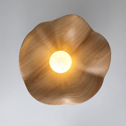 Lotus Leaf Ceiling Lamp | Metal & Resin | White Wood Finish
