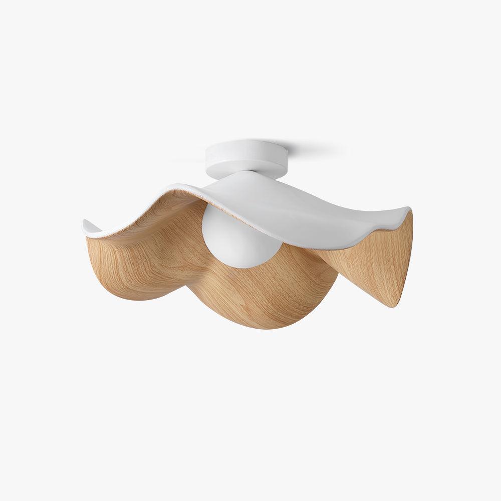 Lotus Leaf Ceiling Lamp | Metal & Resin | White Wood Finish
