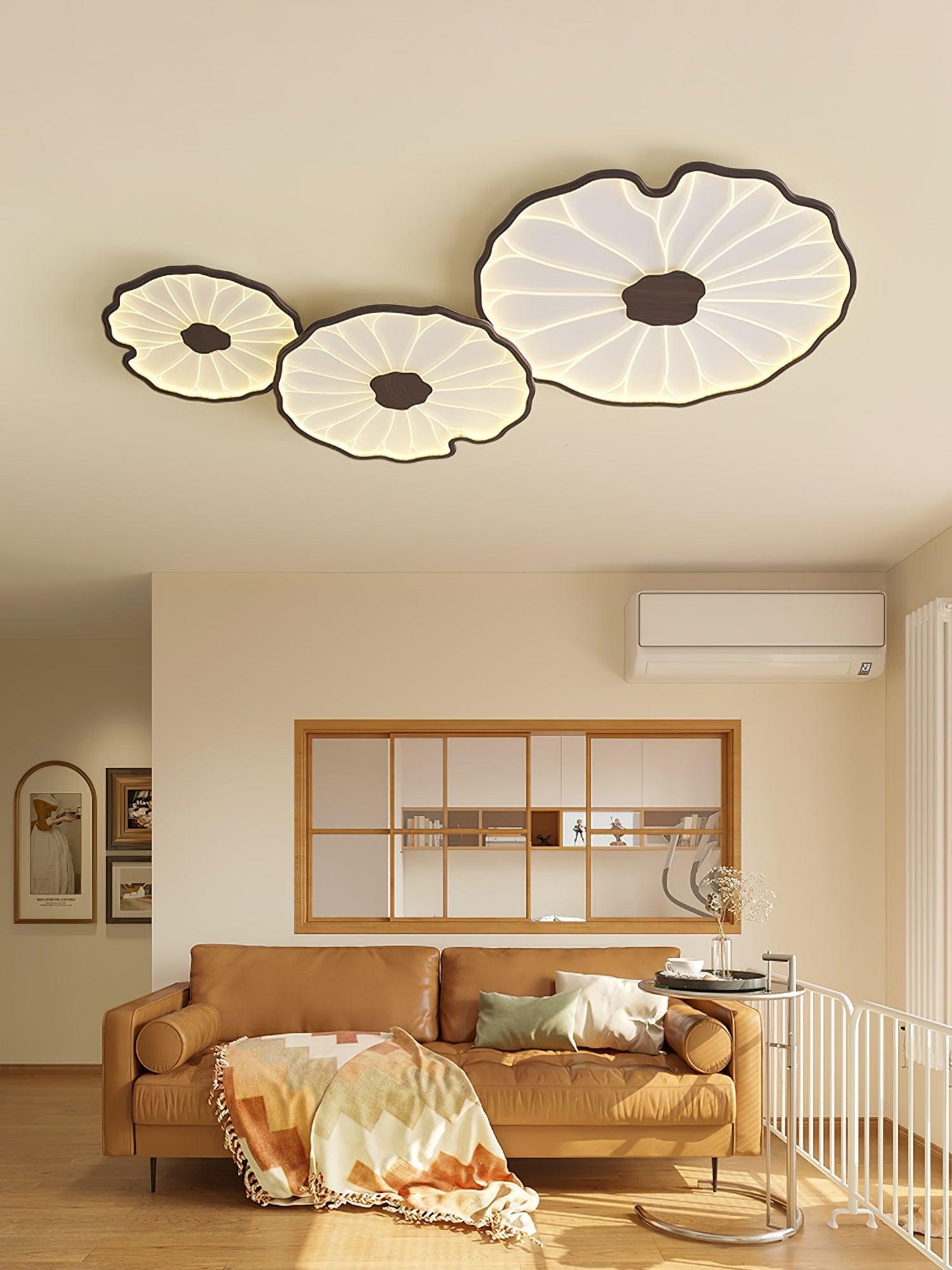Lotus Leaf Ceiling Lamp | Acrylic | Walnut and Natural Wood