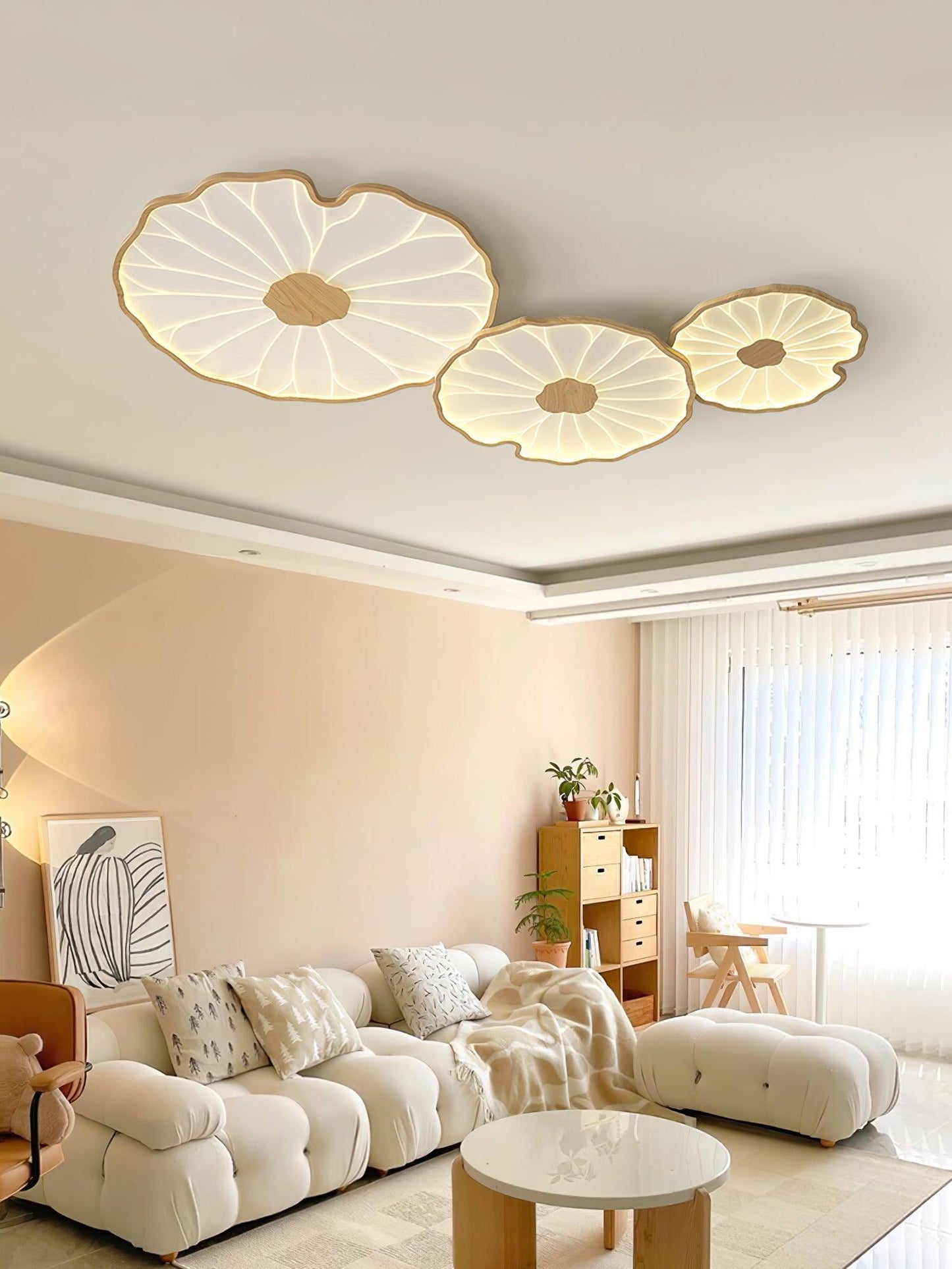 Lotus Leaf Ceiling Lamp | Acrylic | Walnut and Natural Wood