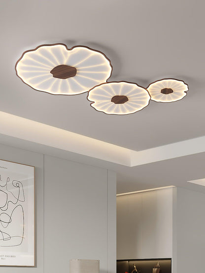 Lotus Leaf Ceiling Lamp | Acrylic | Walnut and Natural Wood