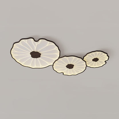 Lotus Leaf Ceiling Lamp | Acrylic | Walnut and Natural Wood