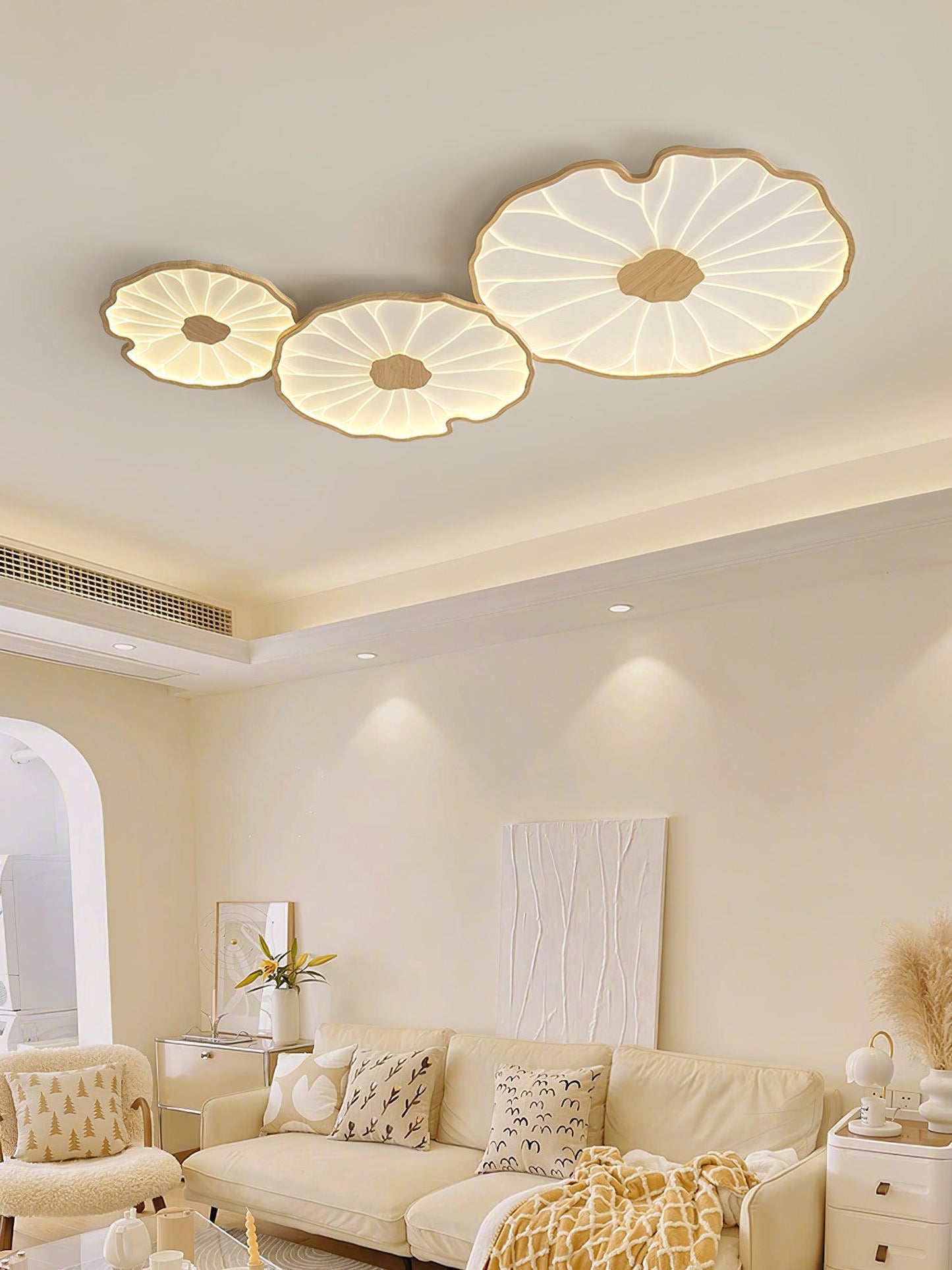 Lotus Leaf Ceiling Lamp | Acrylic | Walnut and Natural Wood