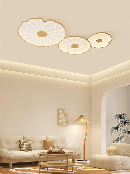 Lotus Leaf Ceiling Lamp | Acrylic | Walnut and Natural Wood