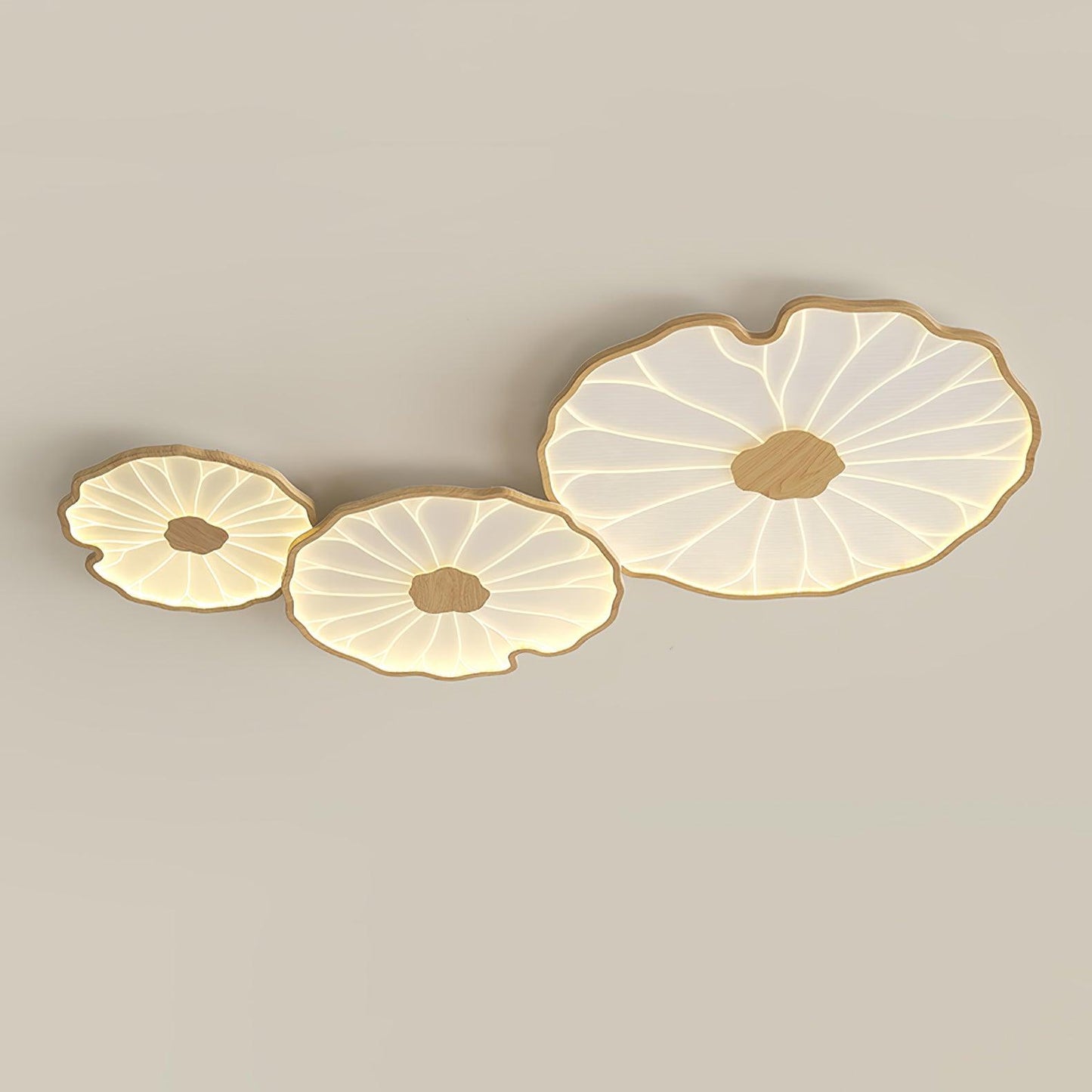 Lotus Leaf Ceiling Lamp | Acrylic | Walnut and Natural Wood