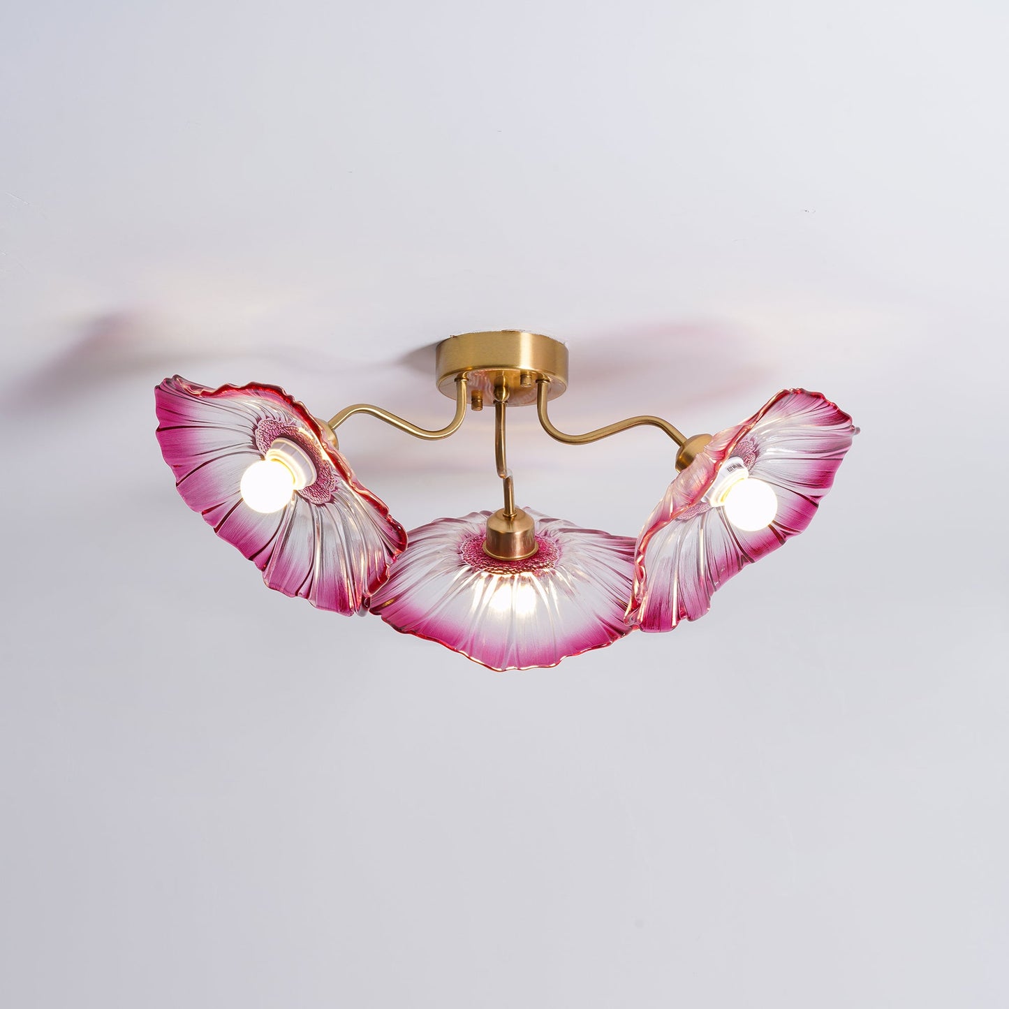 Lotus Leaf Ceiling Lamp | Frosted Glass & Metal | Gold Finish, 3-6 Heads