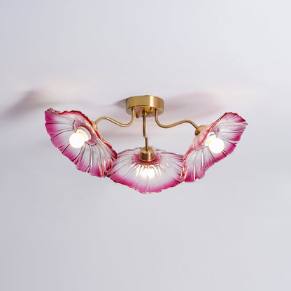 Lotus Leaf Ceiling Lamp | Frosted Glass & Metal | Gold Finish, 3-6 Heads