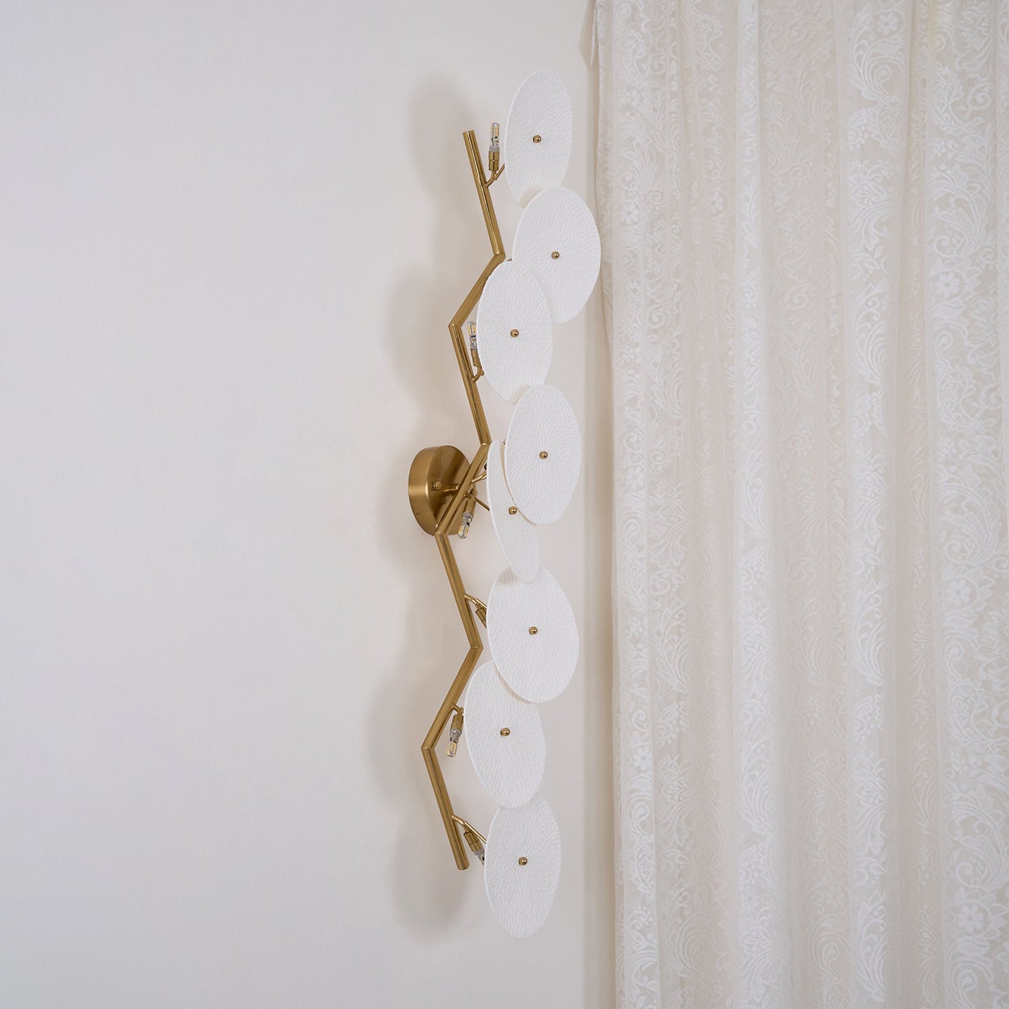 Lotus Petal Wall Lamp | Ceramic & Metal | Gold & White