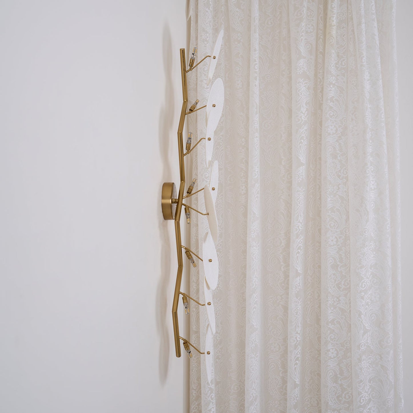 Lotus Petal Wall Lamp | Ceramic & Metal | Gold & White